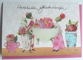 Hochwertige Grußkarte mit Umschlag, Herzlichen Glückwunsch Blumenmotiv, Genuss-Agentur